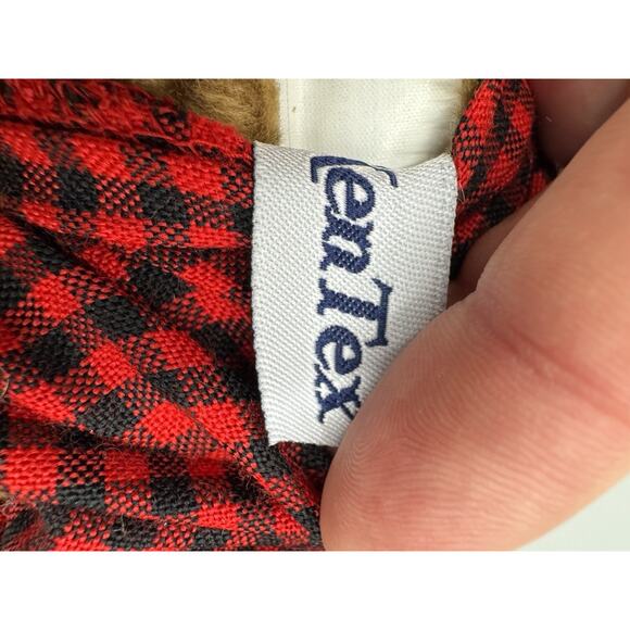 Vintage KenTex Christmas Teddy Bear SPRINGER 2000 In Shirt W/ Hat Attached 15” - Picture 9 of 10